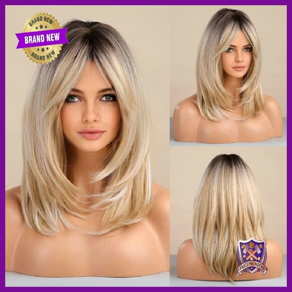 Long Layered Synthetic Wig with Bangs Heat Resistant Wavy Hair main image 4